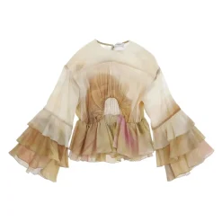 Abstract Patroon Beige Blouse