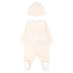 Beige Babygrow Hoed Slabbetje Set