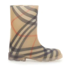 Beige Check Motief Rubber Laarzen