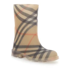 Beige Check Motief Rubber Laarzen