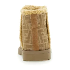 Beige Enkellaarsjes met FF Motief