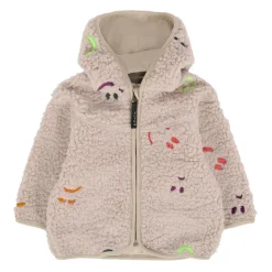 Beige Faux Shearling Hooded Coat