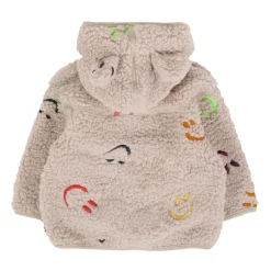 Beige Faux Shearling Hooded Coat