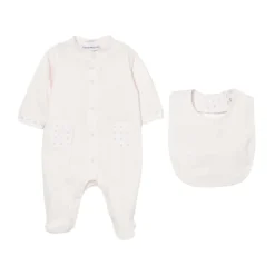 Beige Jumpsuit en Slabbetje Set