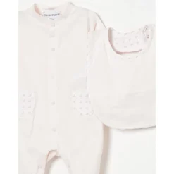 Beige Jumpsuit en Slabbetje Set