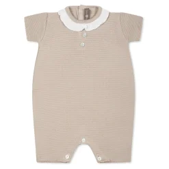 Beige Katoenen Romper met Ruche