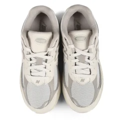 Beige Leren Mesh Sneakers