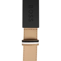 Beige Leren Riem met Logogesp