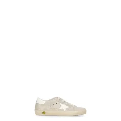 Beige Leren Sneakers met Sterdetail