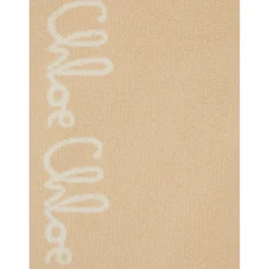 Beige Logo Lettering Katoenmix Sjaal