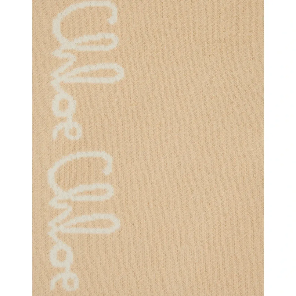 Beige Logo Lettering Katoenmix Sjaal