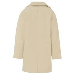 Beige Stoffen Jas met Reverskraag