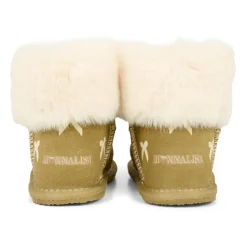 Beige Suède Enkellaarzen met Nepbont