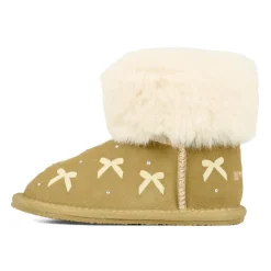 Beige Suède Enkellaarzen met Nepbont