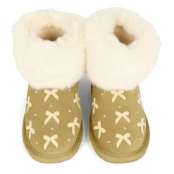 Beige Suède Enkellaarzen met Nepbont