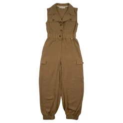 Beige trainingspak met kraag en rits