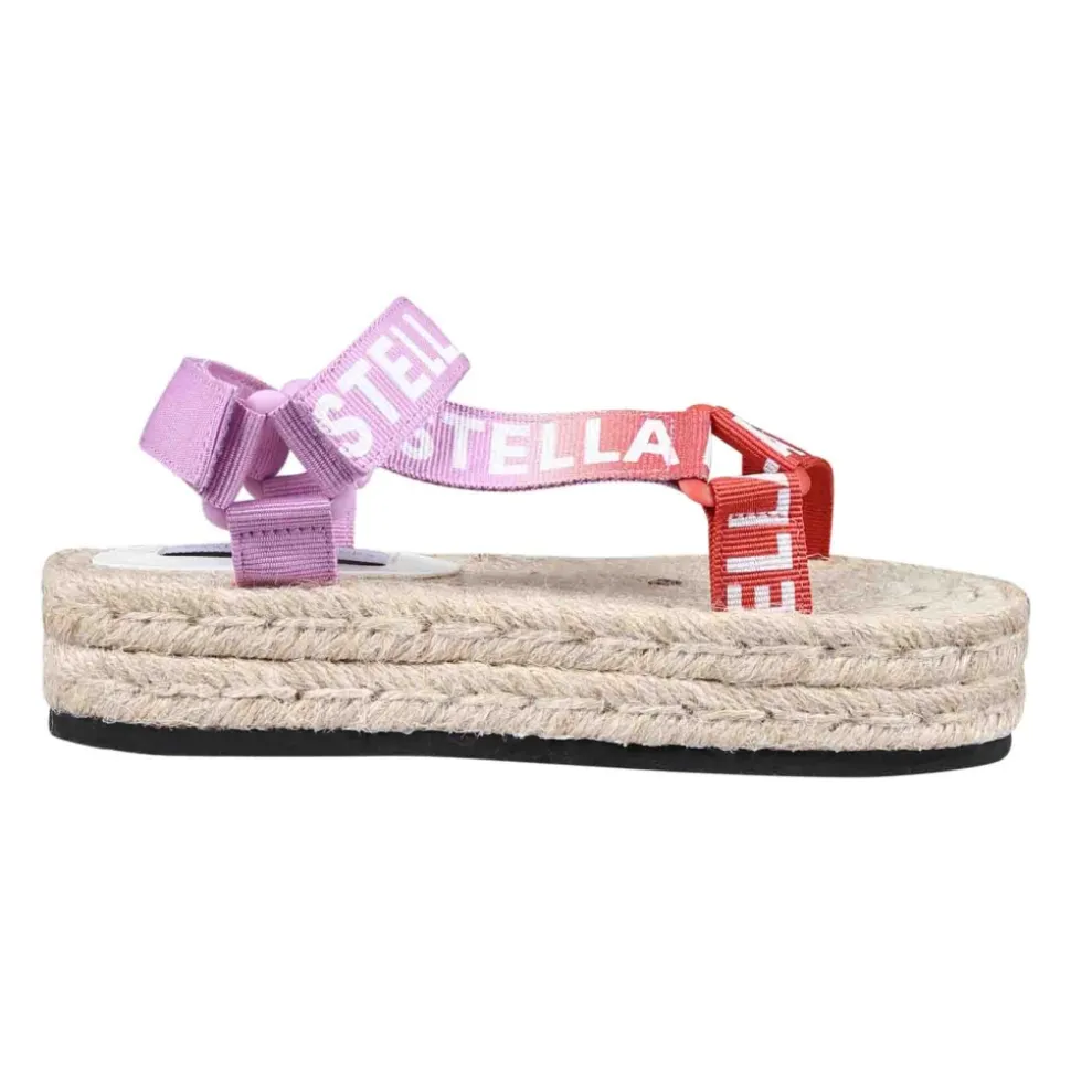 Beige Velcro Strap Sandalen met Lintlogo