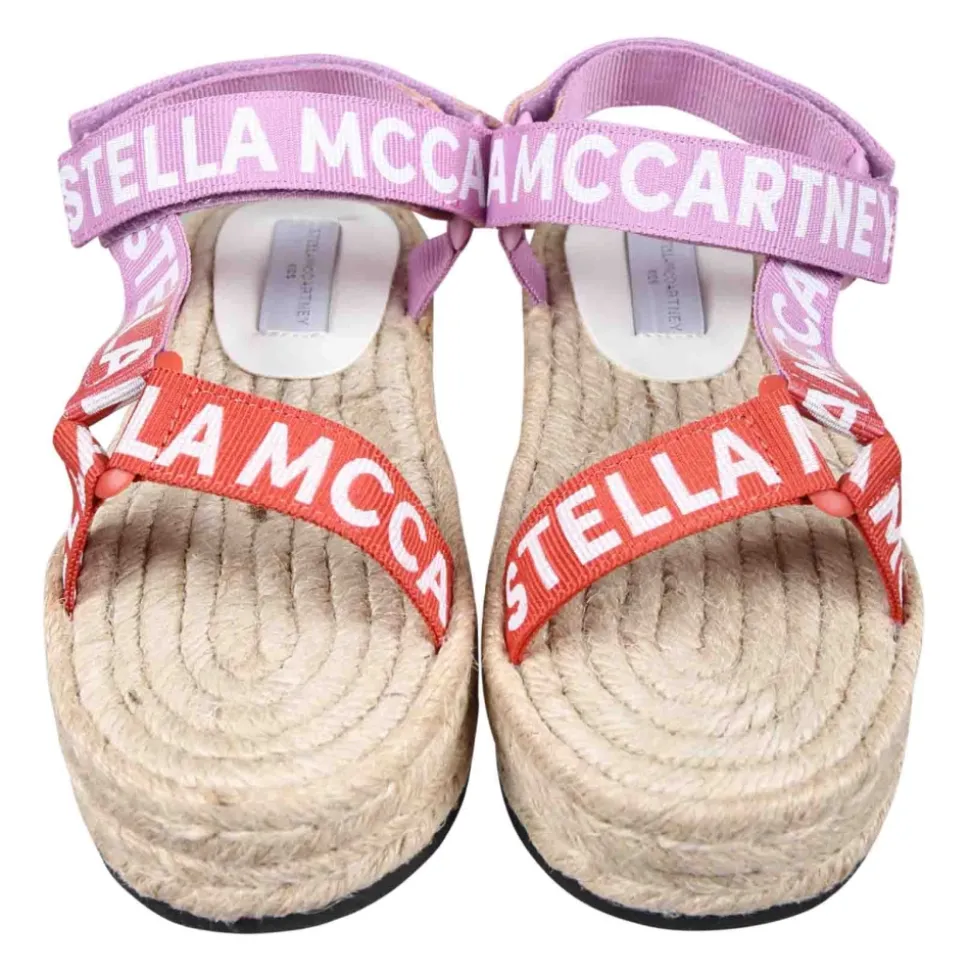 Beige Velcro Strap Sandalen met Lintlogo