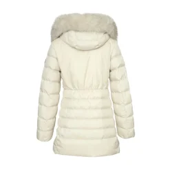Beige Winterjas met Capuchon en Nepbont