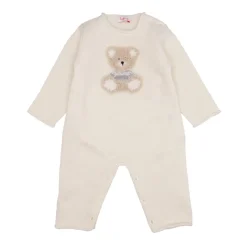 Beige Wol Romper met Borduurwerk