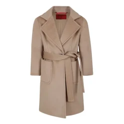 Beige Wollen Jas met Revers