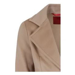 Beige Wollen Jas met Revers