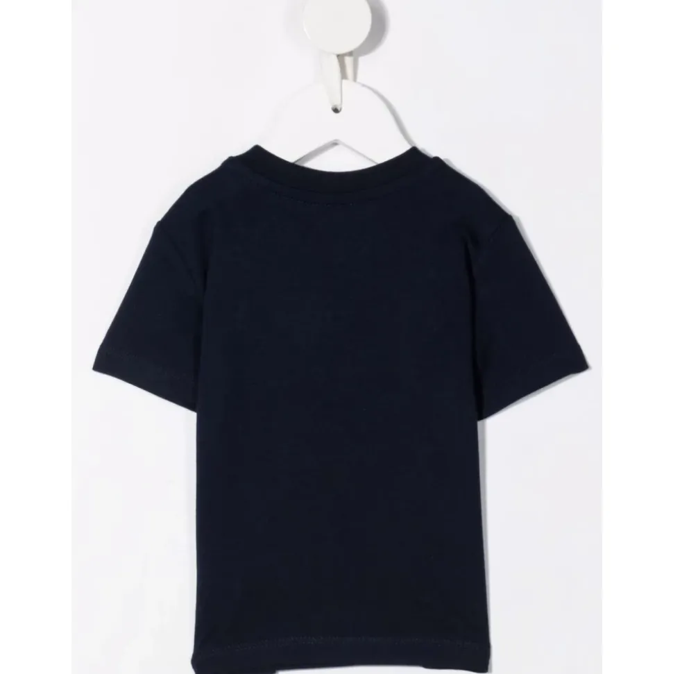 Blauw Katoen Ronde Hals T-shirt