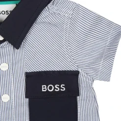 Blauw Katoenen Romper en Hoed Set