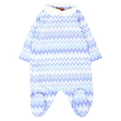 Blauw Katoenen Rompers Set met Chevron Patroon