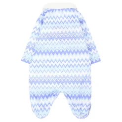 Blauw Katoenen Rompers Set met Chevron Patroon