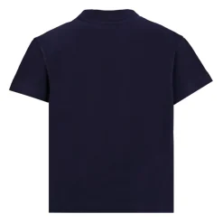 Blauw Katoenen T-shirt met Roze Logo