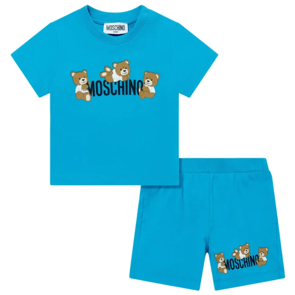 Blauw Teddybeer Logo Short Set