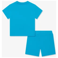 Blauw Teddybeer Logo Short Set