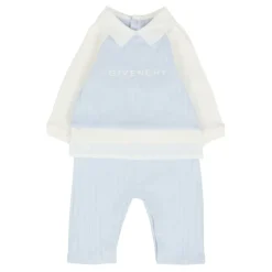 Blauwe Babypak met Witte Mouwen