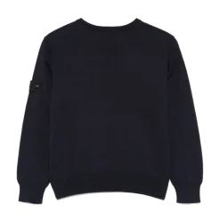 Blauwe Crew Neck Sweater met Logo Patch