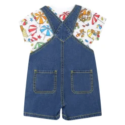 Blauwe Denim Overall met Teddy Bear