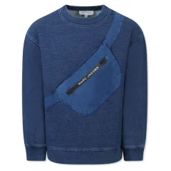 Blauwe Denim Ronde Hals Sweatshirt