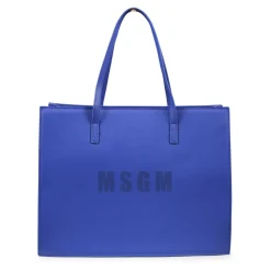 Blauwe Eco-Leren Casual Tas met Logo