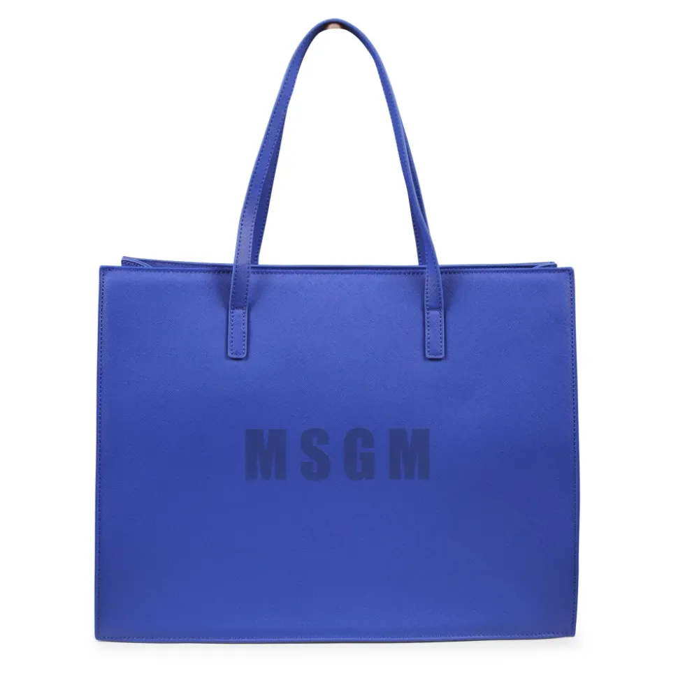 Blauwe Eco-Leren Casual Tas met Logo