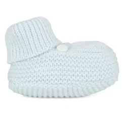 Blauwe Gebreide Baby Slofjes met Manchet