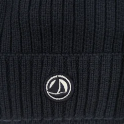 Blauwe Geribbelde Katoenen Beanie Muts