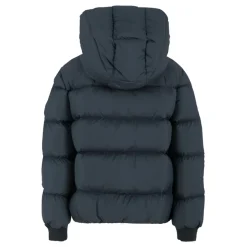 Blauwe Gewatteerde Donsjas met Capuchon