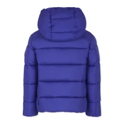 Blauwe Gewatteerde Donsjas met Capuchon