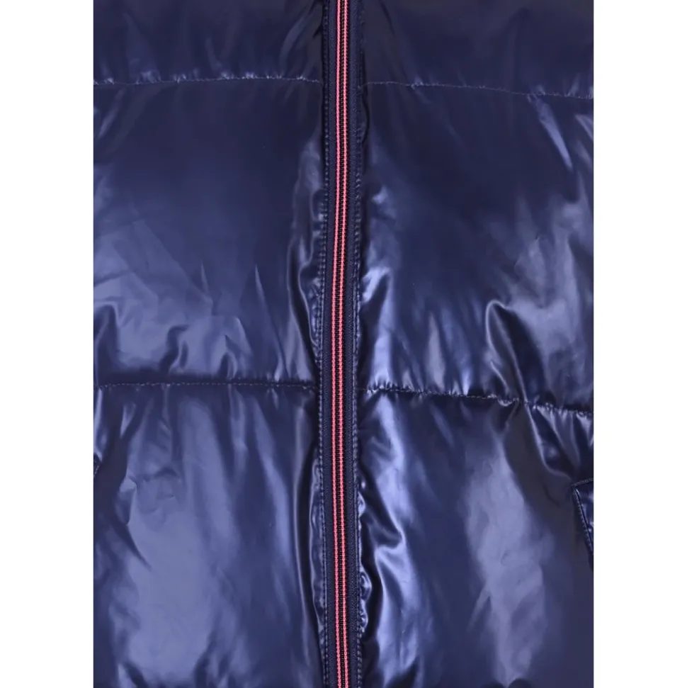 Blauwe Gewatteerde Donsjas met Capuchon