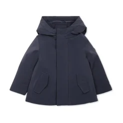 Blauwe Gewatteerde Donsjas met Capuchon