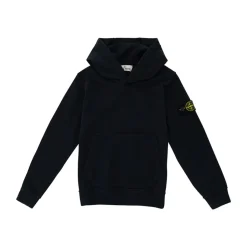 Blauwe Hoodie met Logo Patch van Katoen