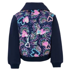 Blauwe Katoenen Fleece Sweatshirt met Paillet Harten