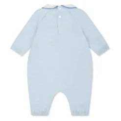 Blauwe Katoenen Romper met Beer Versiering