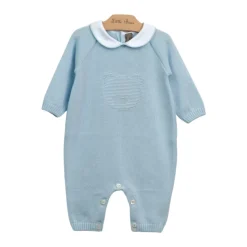 Blauwe Katoenen Romper met Beer