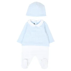 Blauwe Katoenen Rompers en Hoed Set